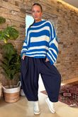 Made in Italy Big Softie Stripe Shortie Knit Cyan